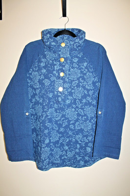 Ruby Rd. womens blue top long raglan  roll up sleeve size Medium