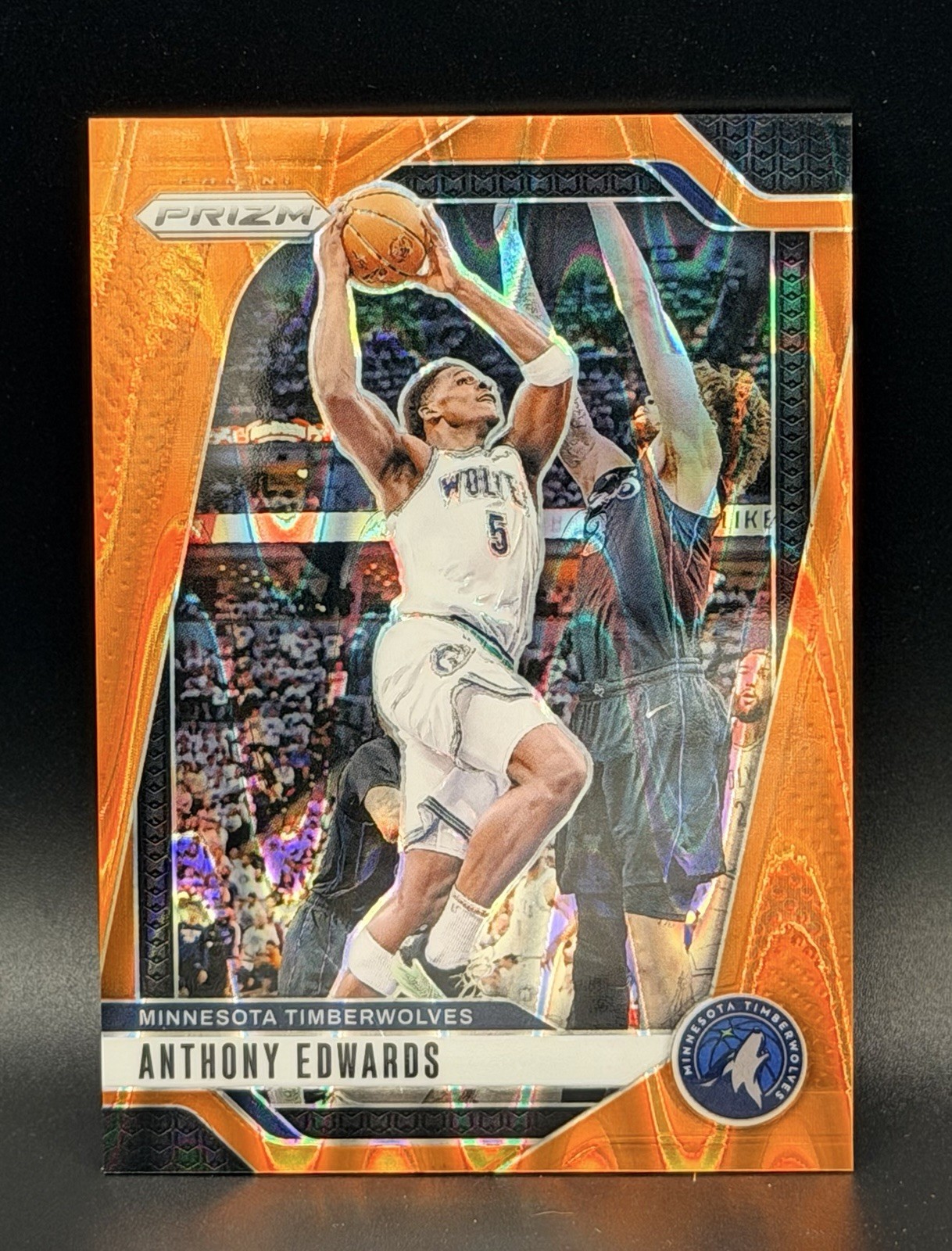 Anthony Edwards 2024-25 Panini Prizm #100 Prizms Orange Seismic #/199