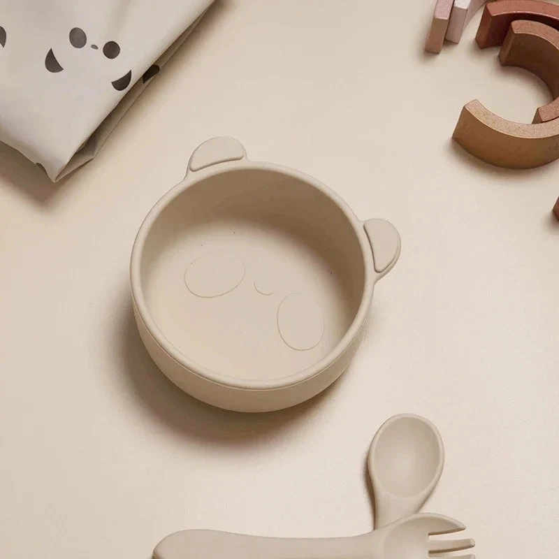 BPA-freie Silikon Baby Fütterung Schüssel Cartoon Panda Rutschfestes Geschirr - Bild 4 von 4