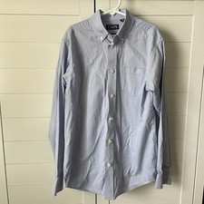 Chaps Boy’s Youth Long Sleeve Oxford Blue Button-Down Dress Shirt Size M/10-12