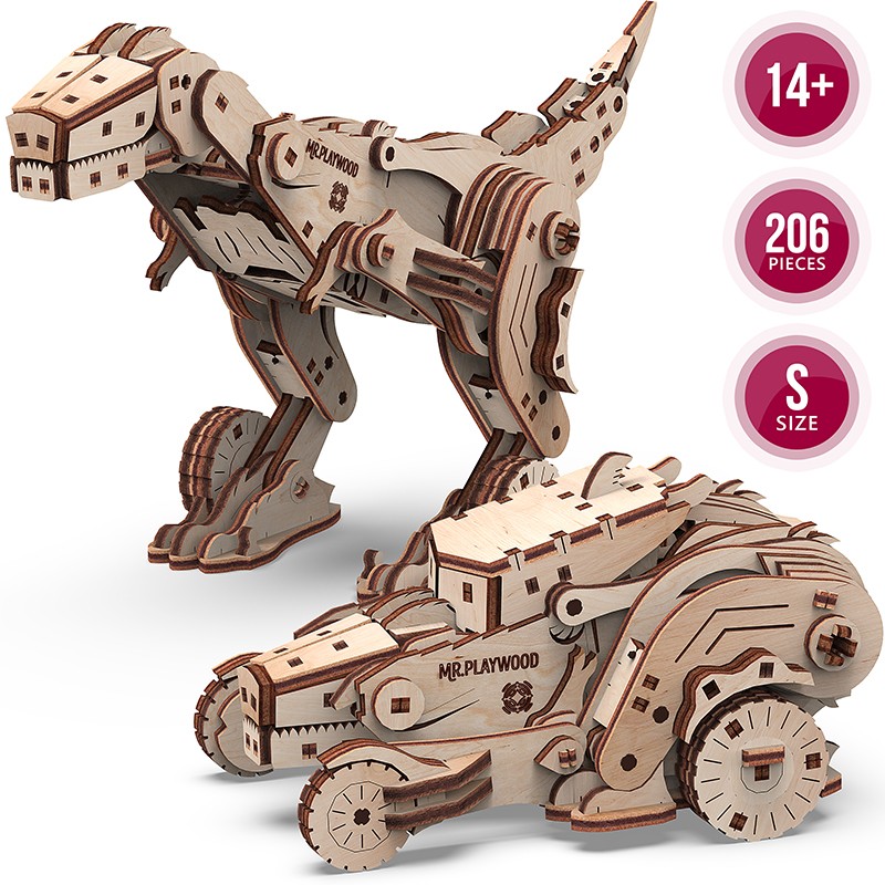 Transformer Dinocar Wooden Kit Legno 10016 MR.PLAYWOOD