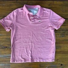 Vineyard Vines Boys Polo Shirt Pink Short Sleeve Youth XL 14  16 Whale Logo