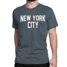 NYC Factory New York City Men's T-Shirt Charcoal White Lennon Gray Tee Screen...