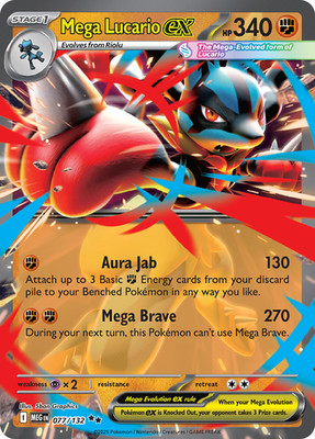 Mega Lucario ex  077/132 - Mega Evolutions - Pokemon TCG - Double Rare