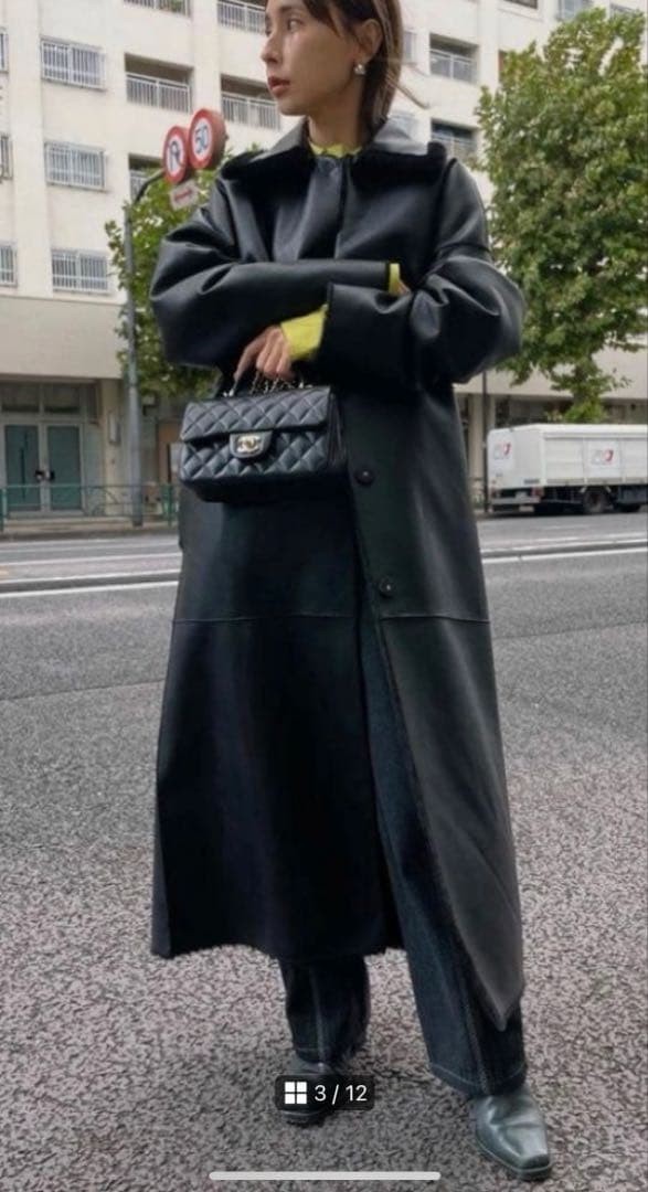 New and unused AMERI leather shearling boa coat l… - image 2