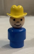 Vintage Fisher Price little people blue farmer/cowboy w/yellow hat. EXCELLENT!!