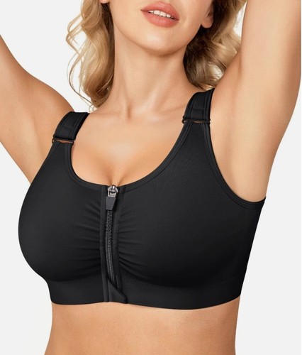 Zip Front Closure Wireless Bras for Women Full Coverage Post Surgery 2XL