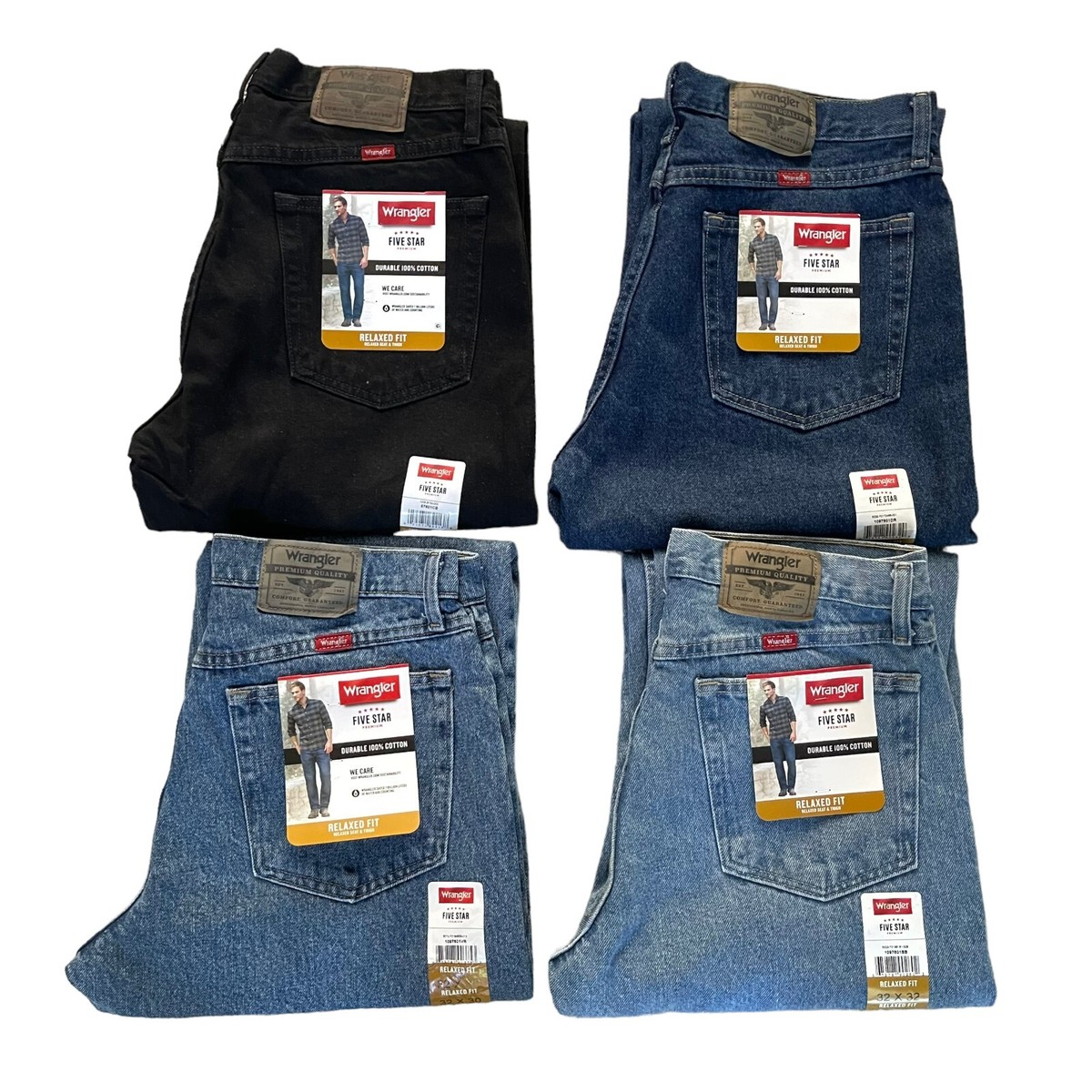 NWT Wrangler Men's Five Star Premium Denim Relaxed Fit Straight High Rise  Jeans