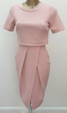 ASOS dress Double Layer Textured Wiggle Pink Nude UK 14 Eur 42 US10 NEW NO TAGS!