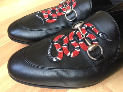 leather loafer with kingsnake