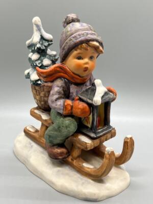 Hummel Goebel Ride Into Christmas Figurine Boy on Sled with