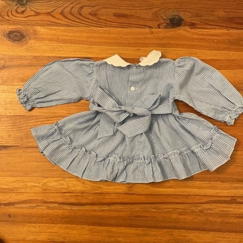 Joyeux Gamins Happy Kids Vintage Blue Gingham Dress Baby 12 Months Embroidered - Picture 8 of 12