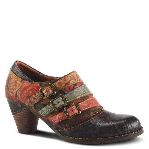 L'Artiste By Spring Step Women's Graphic Heeled Bootie - Black Multi NWB - Picture 2 of 8