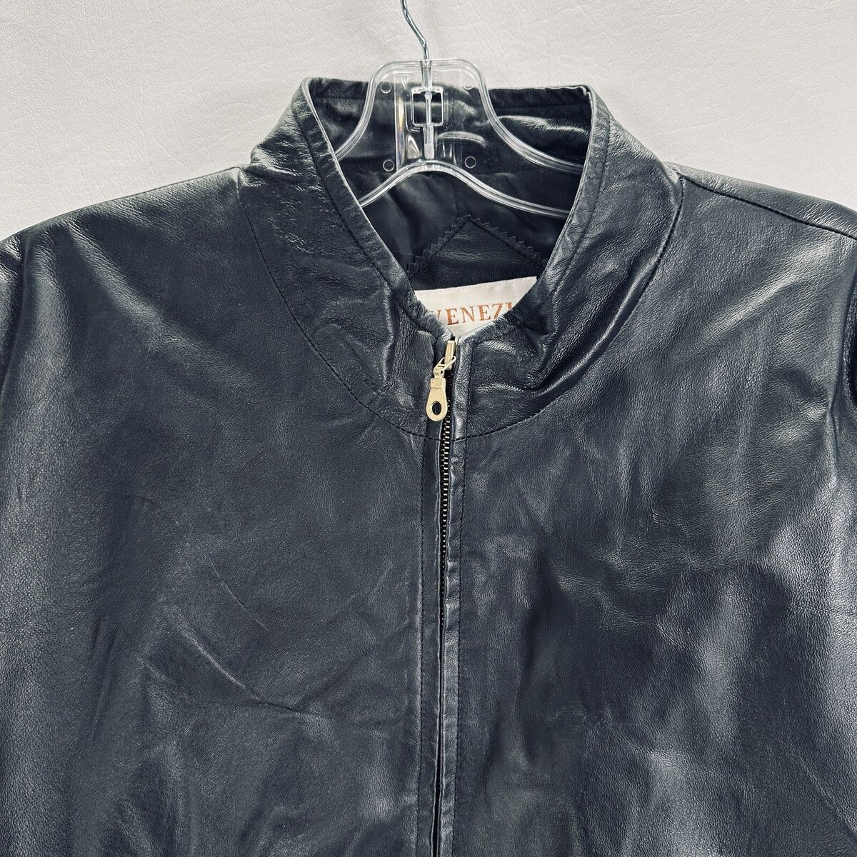 Vintage Venezia Leather Jacket Mens XXL B4 Black Zip Lined Vintage Venezia Leather Jacket Mens XXL B4 Black Zip Lined
