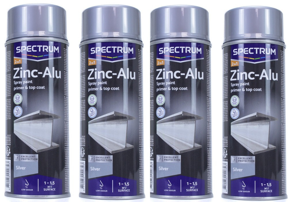 Spray peinture antirouille 2en1 alu zinc argent contre la corrosion fer