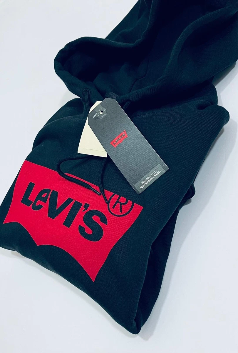 Levi s Men s Pullover long sleeve Batwing Logo Hoodie Black RRP 70