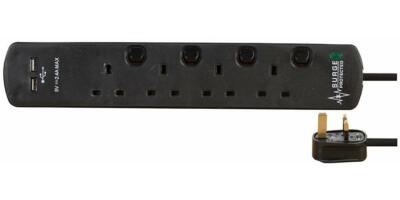 Multipresa con 5 prese Schuko con 1 porta USB e 1 USB-C bianca e cavo da 1,5m