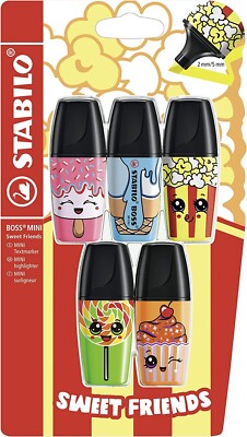 STABILO BOSS MINI Sweet Friends MINI Textmarker 5er  pink blau gelb grün Orange