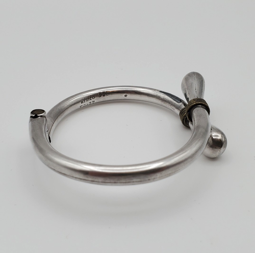 VTG Taxco Mexico Sterling Silver & Brass 925 TD-77 Clamper Hinge Cuff Bracelet - Picture 2 of 13
