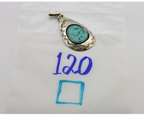 Navajo Anhänger 925 Silber natur abgebauter Türkis Künstler signiert C Montoya um 80er - Bild 9 von 9