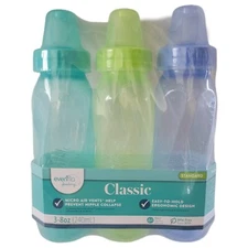 New Evenflo Classic Baby Bottles 3-8oz BPA FREE Slow Flow Nipples  0+m Set Of 3