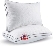Juego de 2 almohadas de pluma de ganso para dormir tama o queen Blanco US NEW