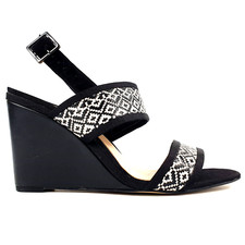 Clarks Sandals Heels Black White Leather Size 8