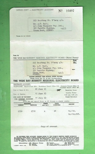 #D144. 1963 ELECTRICTY BILL, PAMPHLET & ENVELOPE - BUNDABERG, QLD - Picture 2 of 2
