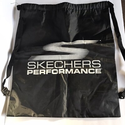 Skechers Nylon Drawstring Bag, Backpack, Gym Bag - Black White