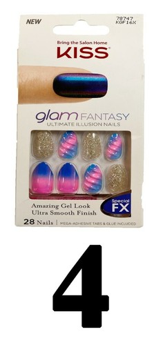 Kiss Salon Glam Fantasy Nails Special FX 28 Illusion Press On Nails Medium, Long - Picture 16 of 23