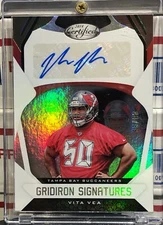 2018 PANINI CERTIFIED VITA VEA, #GS-VI, AUTO, ROOKIE, SERIAL #08/99, GRIDIRON 