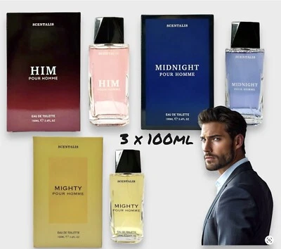 SCENTALIS 3 x 100ml Men’s perfume Eau De Toilette Spray Gift Pack Men’s Fragrance Gift Set