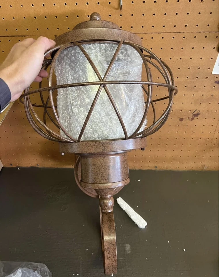 "Luz de pared exterior de vidrio transparente marrón bronce rústico 22x13""" Foto 2 de 3