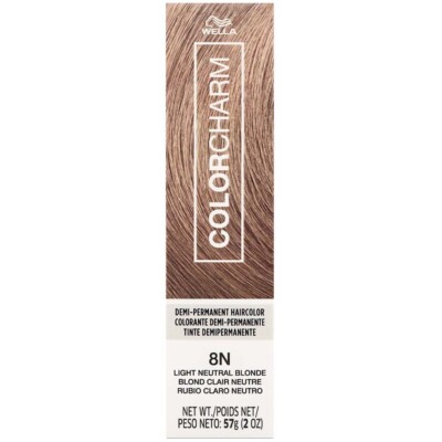 SALON WELLA COLOR CHARM DEMI PERMANENT DYE GEL HAIR COLOR 8N LIGHT NEUTRAL BLOND