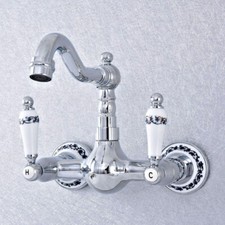 Polished Chrome Dual Ceramic Levers Bathroom Kitchen Faucet Mixer Tap fsf551
