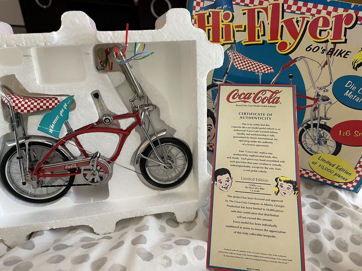 Coca-Cola 古い缶 自転車の少年 1996 Coca Cola HI-FLYER Die Cast 60'S Bike 1:6 Scale - Limited