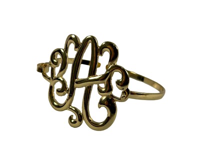 Gold Tone Monogramed Letter A Statement Bracelet Initial Large Ornate
