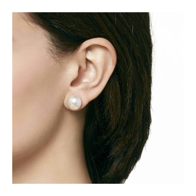 Pendenti Argento Con Perla Mabé Bianca 10 MM - Immagine 2 di 3