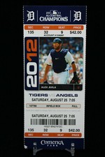 Detroit Tigers vs Los Angeles Angels MLB Ticket w Stub 08/25/2012 Alex Avila