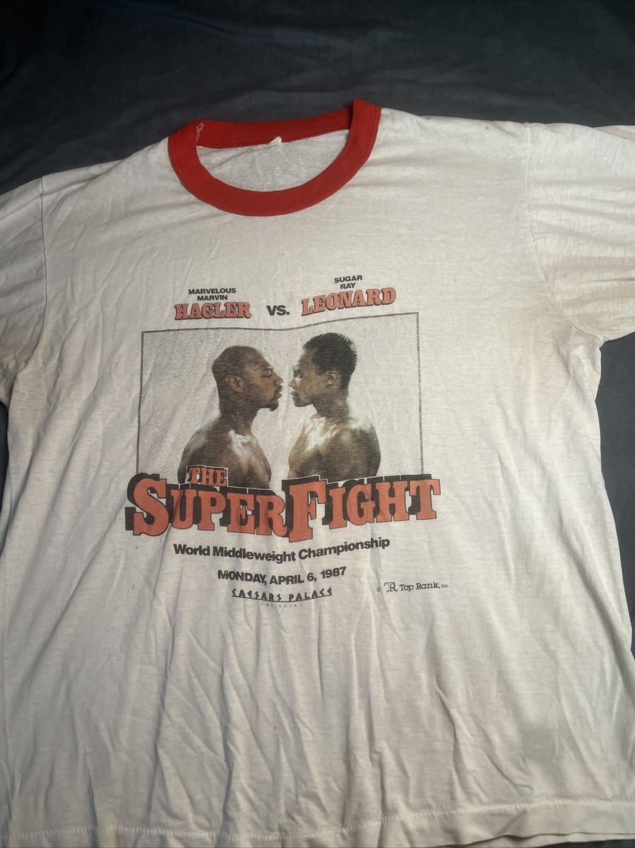 その他ブランド / 1987/HAGLER VS LEONARD/THE FIGHT/Tシャツ Vintage 1987 Marvin Hagler vs Sugar Ray Leonard Boxing Match T