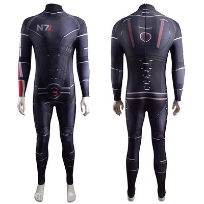 Mass Effect 3 Commander Shepard Jumpsuit Cosplay Costume Bodysuit Adult Kids