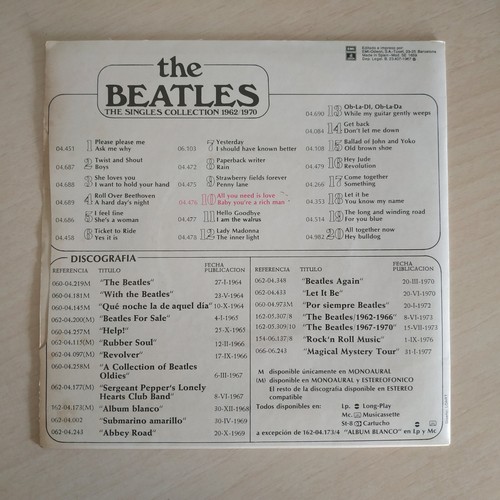 THE BEATLES -ALL YOU NEED IS LOVE / BABY YOU'RE A RICH MAN SPAIN REISSUE 1976 NM - Imagen 2 de 4