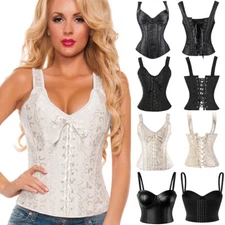 Women Lace Up Bustier Corset Tops Sexy Lingerie Burlesque Vest Gothic Plus Size