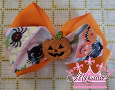 CUTE Boutique Jack-o-Lantern, Ghost, Witch, Black Cat Halloween Double Hair Bow