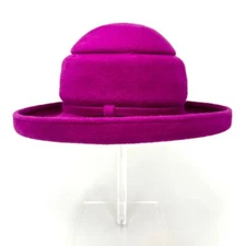 no42 - Vtg Makins NY Fuchsia Structural Wool Felt Brimmed Hat sz m