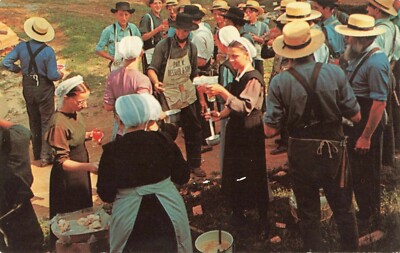 Postcard Time Out from Amish Barn Raising Dutch Country Pennsylvania