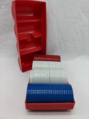 Lot Of Red White Blue Playing Card Plastic Poker Chips