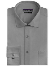 95 Geoffrey Beene Men Classic-Fit Gray No-Iron Long-Sleeve Dress Shirt 15 34/35