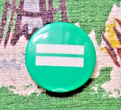 Vintage E R A equal rights green equal pin
