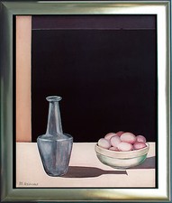 Michaela Krinner 1915-2006 Stilleben Vase, Schüssel Eier 1976 Ausstellung
